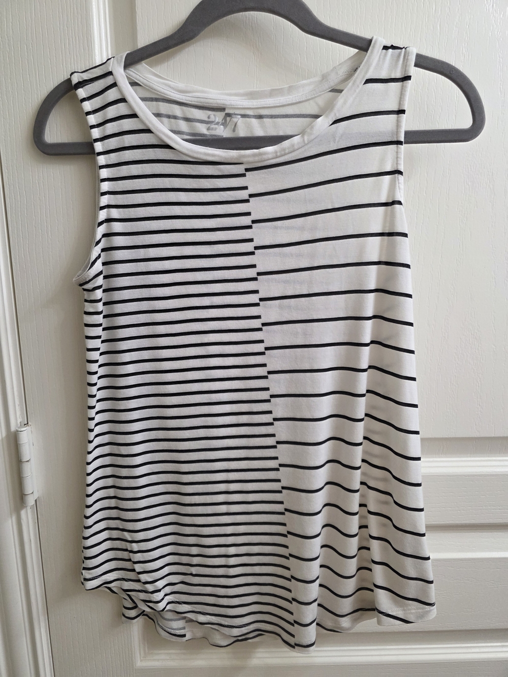 Casual Black & White Striped Tank Top